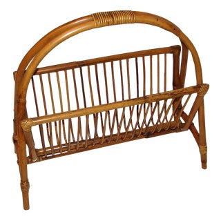 Bamboo Newspaper Rack, 1970s For Sale