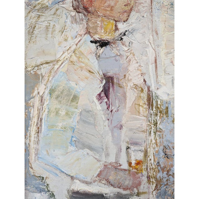 1976 Mid-Century Modern "At Your Service" Vintage Figurative Oil Painting, Framed For Sale - Image 10 of 12