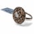 Modern 14K White Gold Estate Black, Champagne & White Diamond Heart Mosaic Paved Ring For Sale - Image 3 of 4
