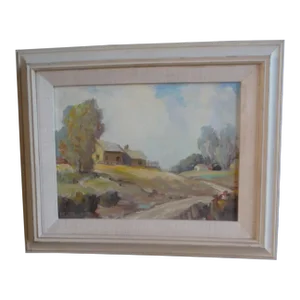 Mid 20th Century Walt Lee "Little Home in the West" Landscape Oil Painting on Board, Framed