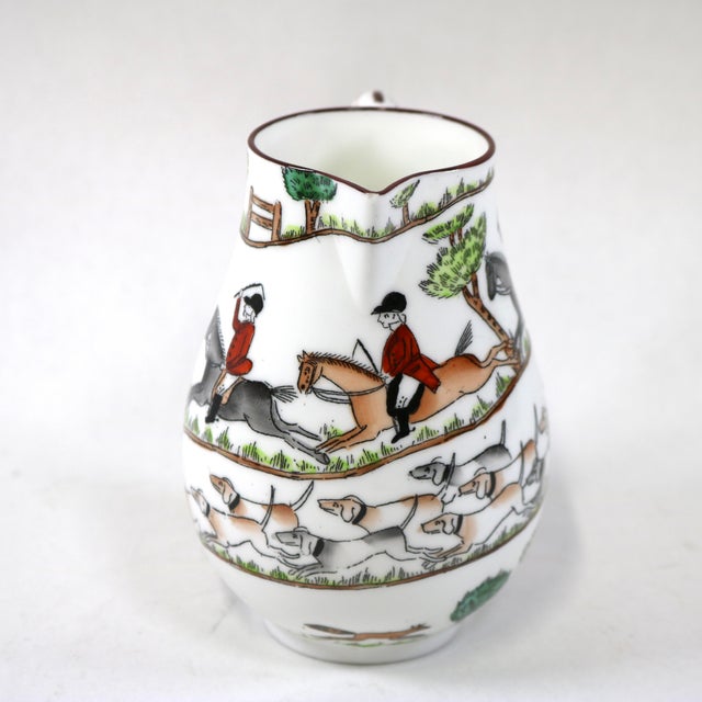 Crown Staffordshire Mid 20th Century Crown Staffordshire Hunting Scene Creamer Pitcher For Sale - Image 4 of 10