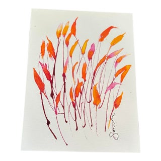 “Fire Dance” Signed Original Watercolor Botanical by Nancy Smith For Sale