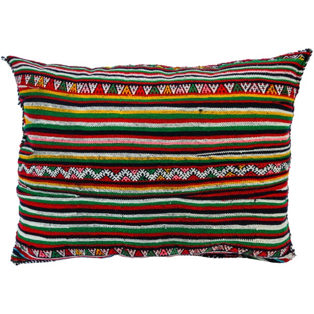 Textile Diamond-Patterned Moroccan Pillow For Sale - Image 7 of 8