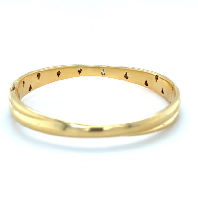 Metal Late 20th Century Tiffany & Co. Etoile 18k Yellow Gold, Platinum and Diamond Bangle Bracelet For Sale - Image 7 of 7