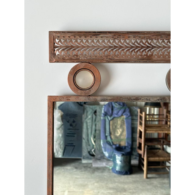 Pierced Steel Wall Mirror in the Style of Santambrogio & De Berti, Italy, Mid 20th Century For Sale In Greensboro - Image 6 of 12