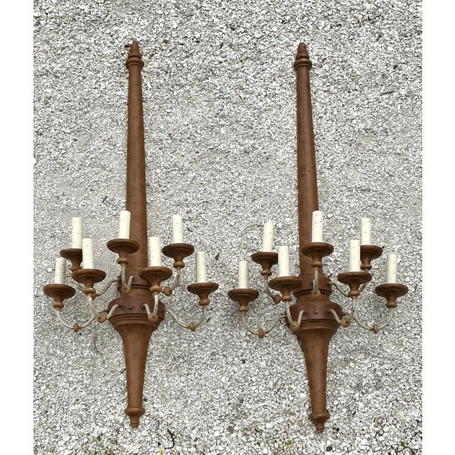 Late 20th Century Vintage Boho Monumental Wall Sconces - A Pair For Sale - Image 5 of 11