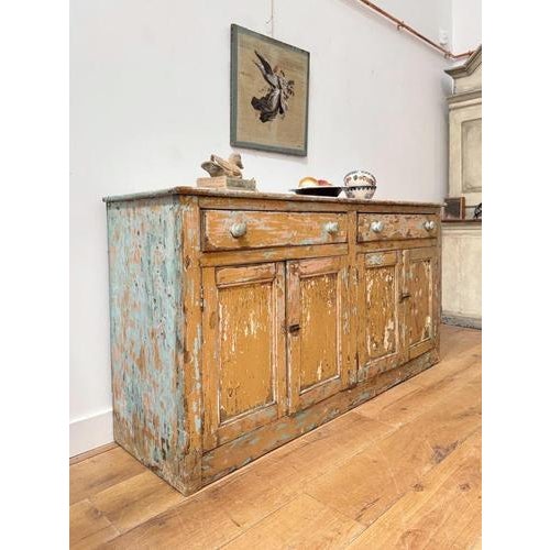Long 19th Century Irish Dry Scraped Pine Sideboard For Sale - Image 6 of 10