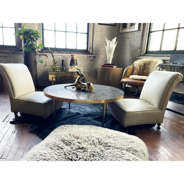 1950s 1950s Mid-Century Modern, Italian Leather Slipper Chairs Circa 1950s For Sale - Image 5 of 10