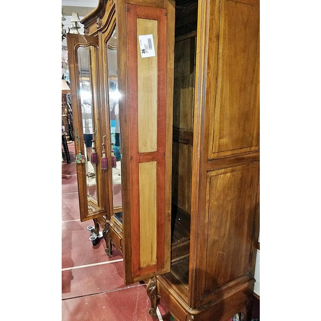 Wood Antique French Armoire, 3 Door Louis XV Style For Sale - Image 7 of 13