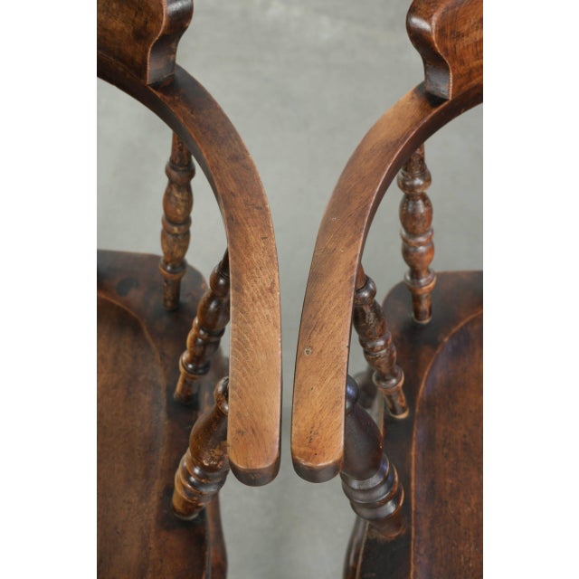 Antique Late 19th Century English Wooden Captain Chairs, Set of 4 For Sale - Image 12 of 18