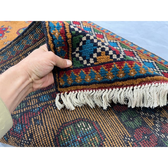 Mustard Gold Mori Gul Tribal Oriental Runner Rug, 2'10" X 9'4" For Sale - Image 10 of 16