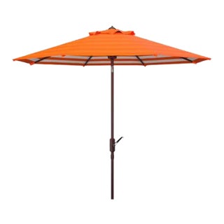 Athens Inside Out Striped 9ft Crank Outdoor Auto Tilt Umbrella - Orange For Sale