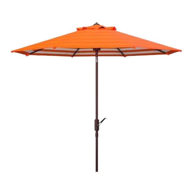 Athens Inside Out Striped 9ft Crank Outdoor Auto Tilt Umbrella - Orange For Sale