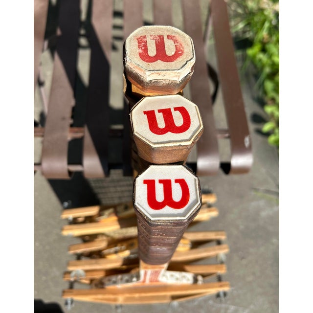 Mid 20th Century Wilson Wooden Tennis Racquets With Presses - Set of 3 - For Sale - Image 16 of 16