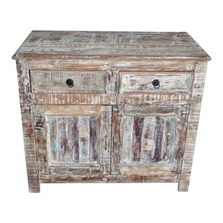 Reclaimed White Washed Wood Cabinet For Sale