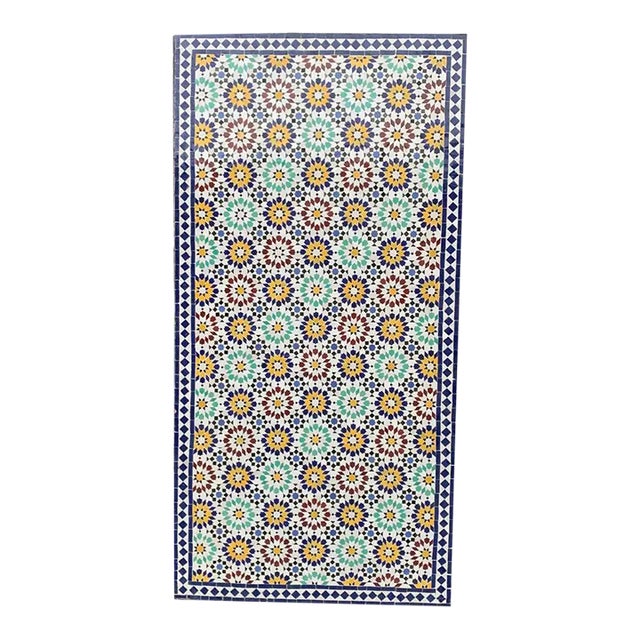 Moroccan Ceramic Tile Top, Rectangle For Sale