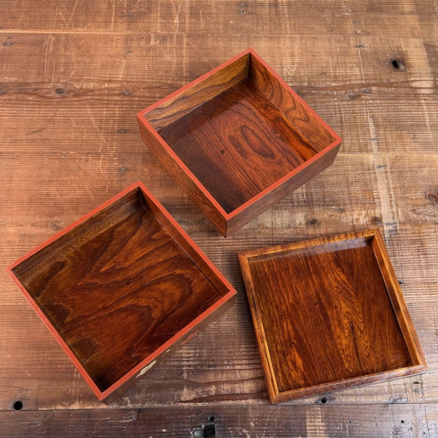 Vintage Japanese Jubako Stacking Box with Floral Decoration, 1970s For Sale - Image 10 of 14