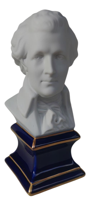 Biscuit Porcelain Bust on a Porcelain Base from Tharaud Limoges, 1950s