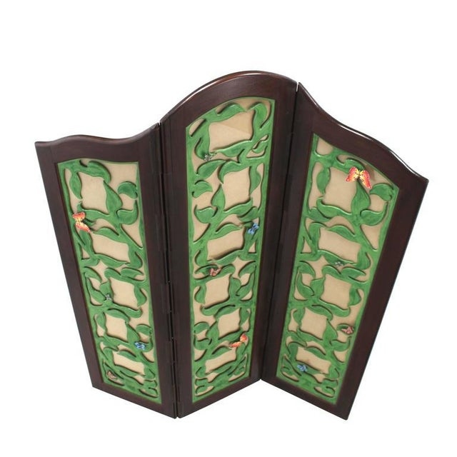 Vintage Mid Century Decorative Carved and Upholstered Screen Room