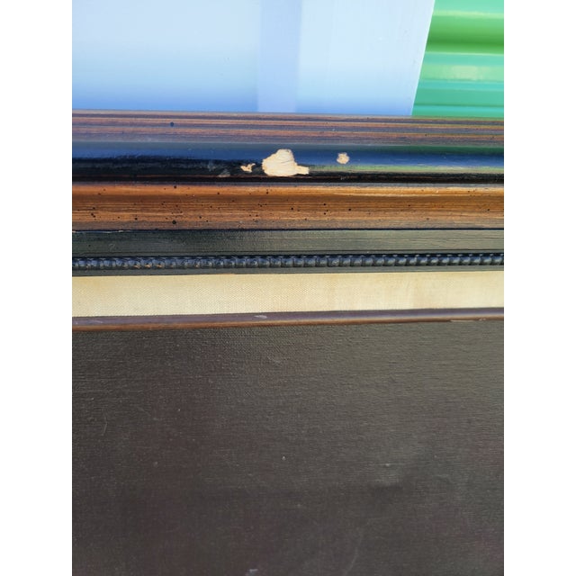 Vintage Hand Painted Oil on Canvas Tiger Framed Wall Art For Sale In West Palm - Image 6 of 8