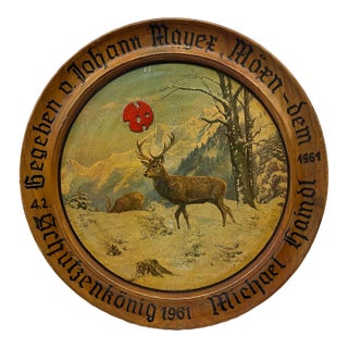 Vintage German Painted Wooden Shooting Target For Sale