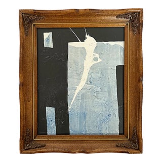 "Avalanche" Abstract Art in Vintage Frame, Transitional Wall Art by Jts For Sale