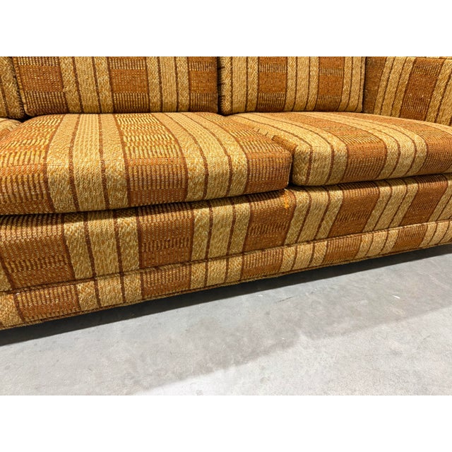 Brown Mid Century Modern Founders Furniture Nubby Striped Sofa For Sale - Image 8 of 12