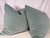 Custom pair of 22" pillows coverd in a soft cotton velvet in aqua blue. These pillows have tapered corners to prevent dog...