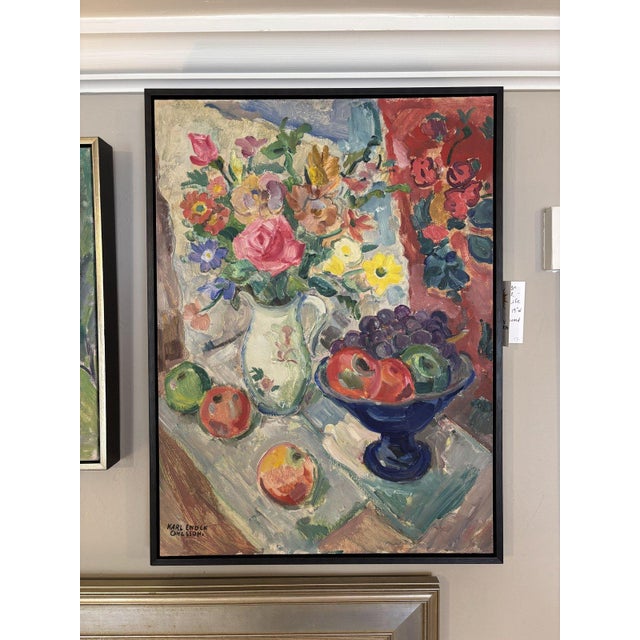 Post Impressionist Karl Enock Ohlsson Swedish Floral Still Life Oil Painting For Sale - Image 3 of 3