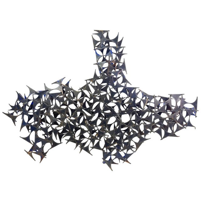 Mid-Century Brutalist Metal Wall Scupture by Marc Weinstein | Chairish