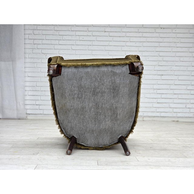 Scandinavian Armchair in Green Velour and Ash For Sale - Image 16 of 18
