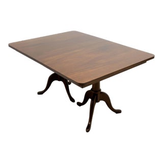 Craftique Solid Mahogany Queen Anne Double Pedestal Dining Table For Sale
