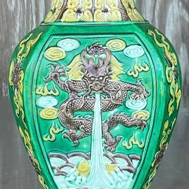 Vintage 1920s Asian Dragon Vase For Sale - Image 12 of 13