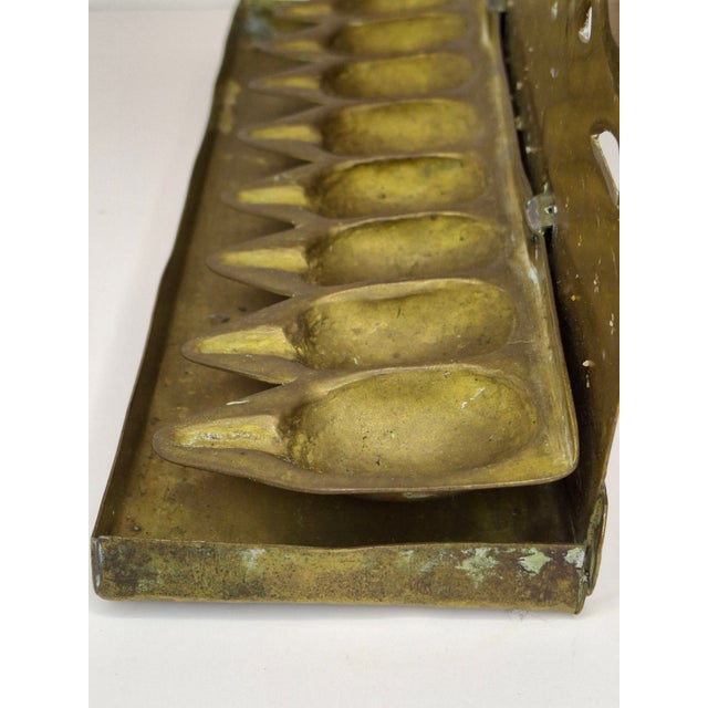 Rare 18thC Dutch Brass Hanukkah Menorah Heart Repoussé Holland 1892 Provenance For Sale - Image 11 of 17