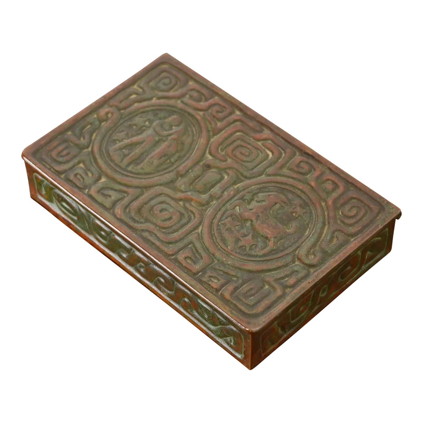 Tiffany Studios New York Zodiac Patinated Bronze Box, Circa Tiffany Studios New York Zodiac Patinated Bronze Box, Circa