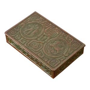 Tiffany Studios New York Zodiac Patinated Bronze Box, Circa 1910
