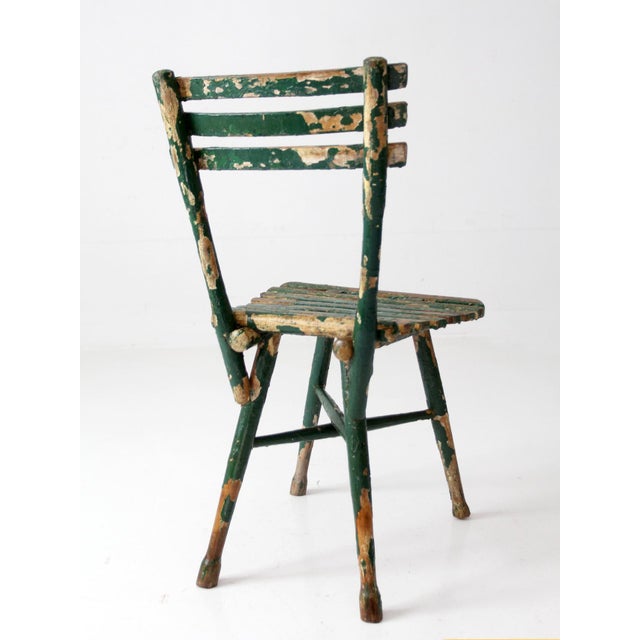 Early 20th Century Antique Green Painted Rustic Adirondack Chair For Sale - Image 5 of 17