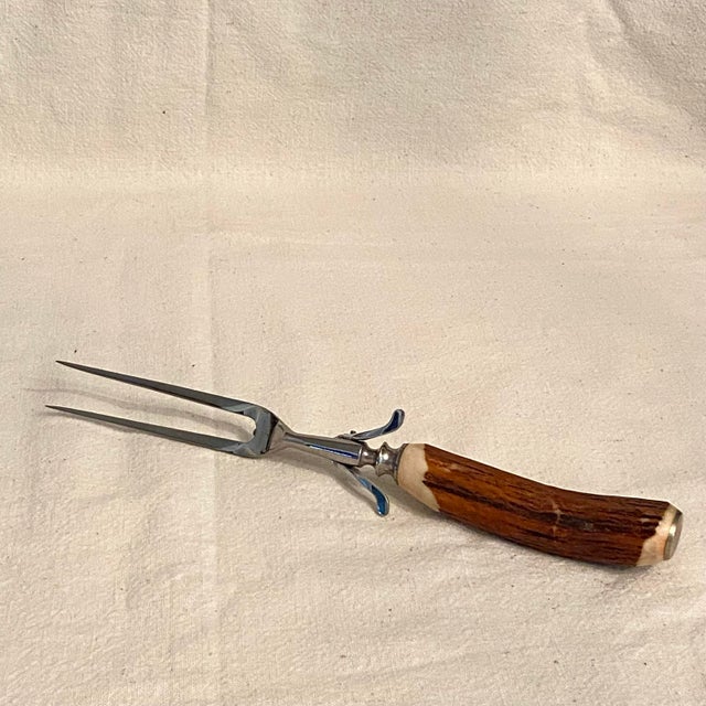 Vintage Stag Horn Handle Carving Knife and Fork by Stiletto - A Pair For Sale - Image 9 of 9