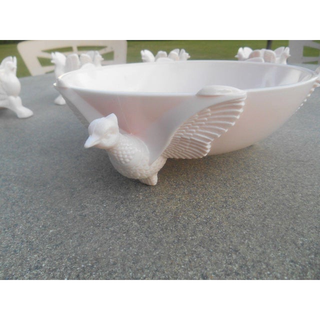 Pink Milk Glass Pheasant Bowl & Candle Holders Set of 5 Chairish