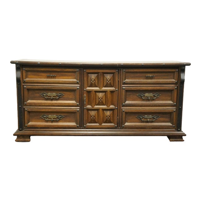 Stanley Furniture Ranchero Collection Rustic Southwestern Oak 64" Triple Dresser 2955-05 For Sale