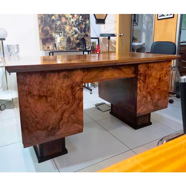 Vintage Burl Walnut Desk, 1930s For Sale - Image 15 of 17