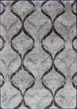 Modern Design Wool and Silk Tibetan Nepalese Rug- 4′1″ × 6′