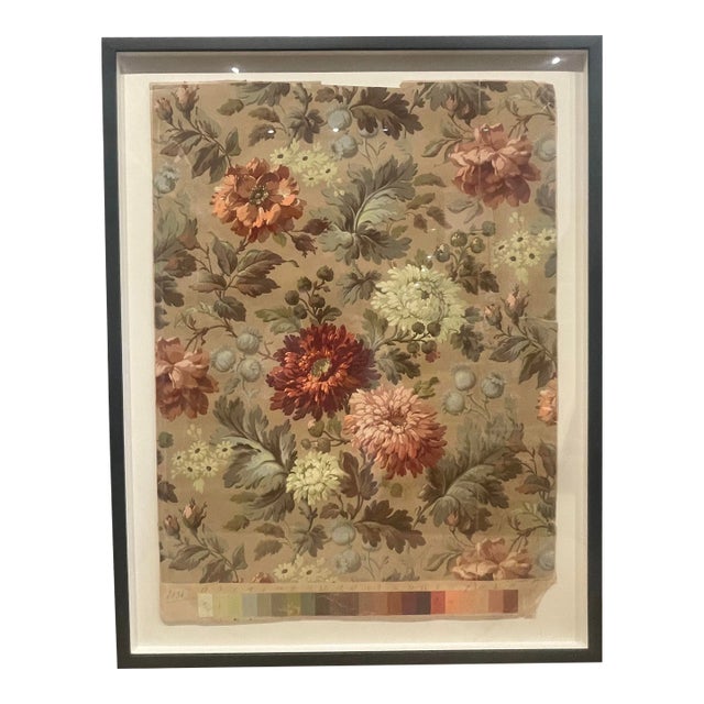 Antique French Hand Painted Floral Art For Sale