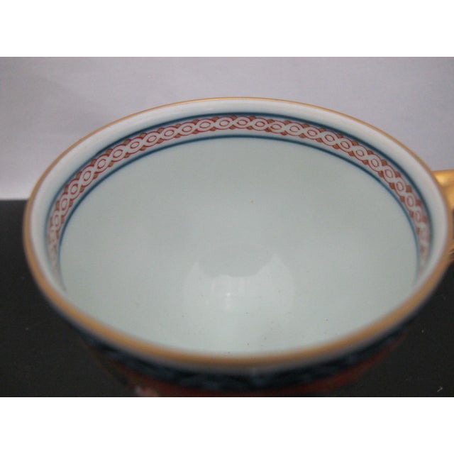 Gold Japanese Arita Ware Imari Kisen Kiln Vivid Gokunishiki Porcelain Cup & Saucer For Sale - Image 8 of 16