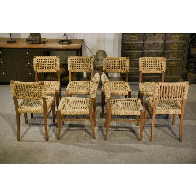 1940s Rope Chairs by Adrien Audoux and Frida Minet for Vibo Vesoul, 1940s, Set of 8 For Sale - Image 5 of 9