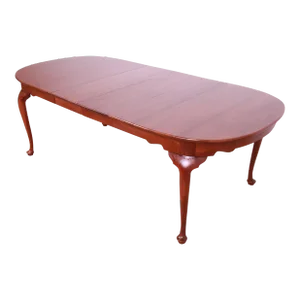 Henkel Harris Queen Anne Solid Mahogany Extension Dining Table, Newly Refinished