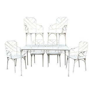 20th Century Brown Jordan Calcutta Faux Bamboo Dining Set- Table and 6 Arm Chairs For Sale