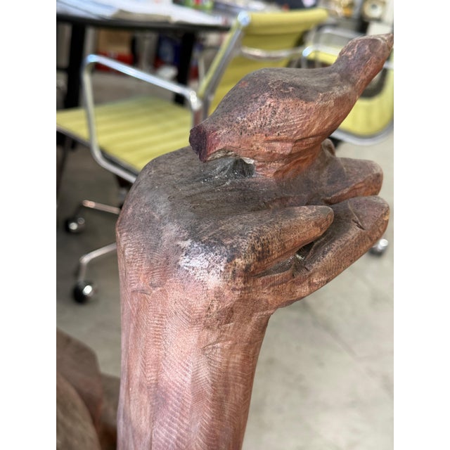 Massive Carved Wood Buddha Holding a Bird For Sale - Image 11 of 12