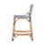 2020s Creanly 25.25 in. Seat Height Rattan Counter Stool with Back and Footrest, White/Navy Dot / Natural Rattan Frame For Sale - Image 5 of 8