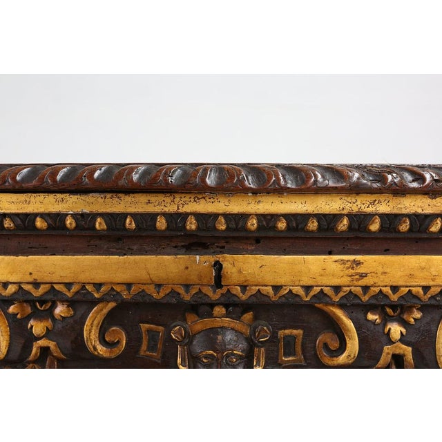 Wood Venetian Carved and Polychroom Oak Chest For Sale - Image 7 of 18